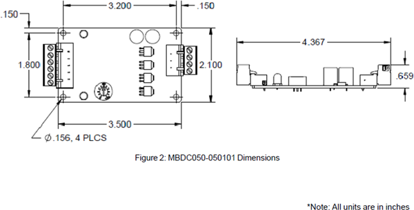 Brush DC Motors - MBDC050-050101 Dimension